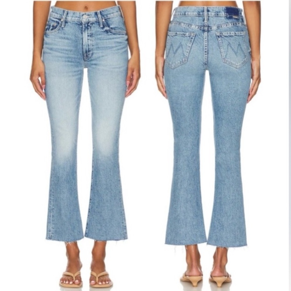MOTHER Superior light wash The Outsider flood fray jeans women’s size 26